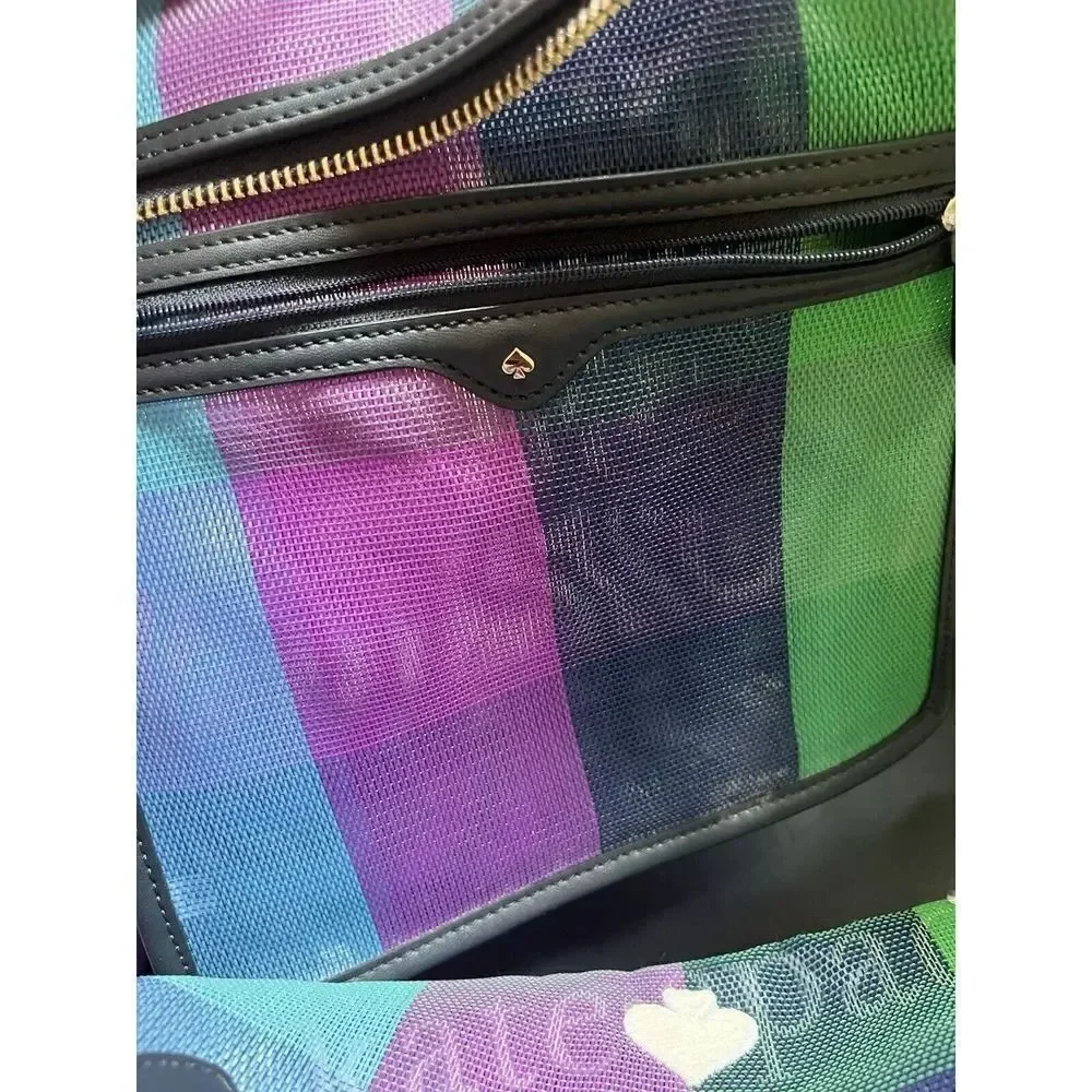NWOT Kate Spade Ella Extra Large Rainbow Mesh Bag Tote Zip Top Embroidered Logo
